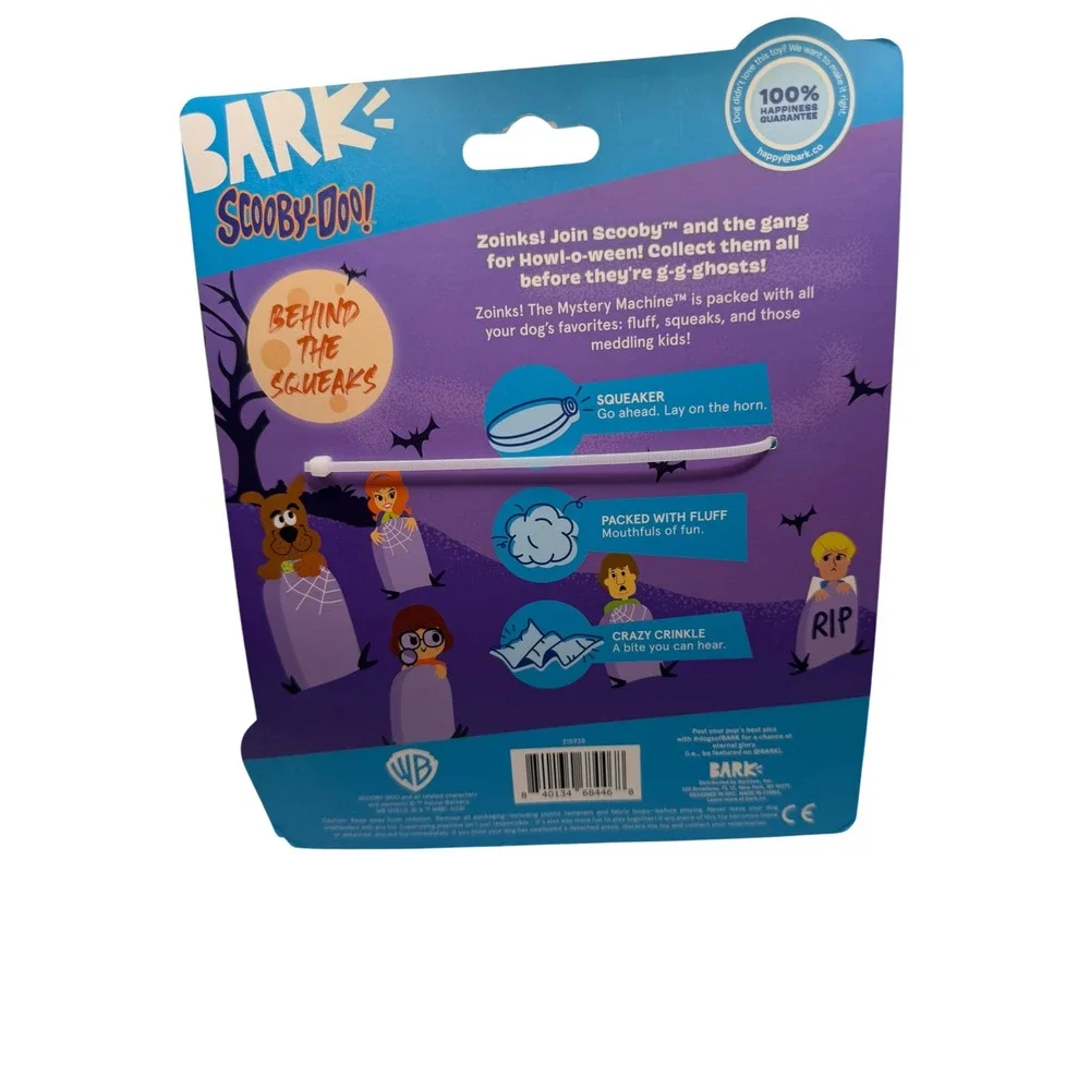 BARK Scooby-Doo The Mystery Machine Plush Squeaky Crinkle Dog Toy New